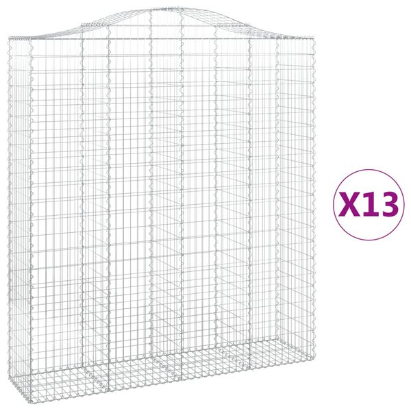 vidaXL 13 db &iacute;ves horganyzott vas gabion kos&aacute;r 200x50x220/240 cm