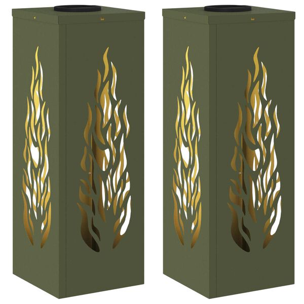 vidaXL Napelemmel műk&ouml;dő LED &ouml;sv&eacute;ny vil&aacute;g&iacute;t&aacute;s 2 pcs Olajz&ouml;ld