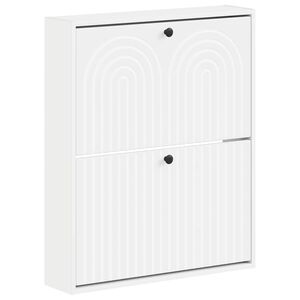vidaXL Fali Cipőtart&oacute; ALKMAAR 71 x 17 x 86 cm Szerelt Fa Feh&eacute;r
