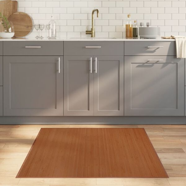 vidaXL barna bambusz n&eacute;gyzet alak&uacute; szőnyeg 100 x 100 cm