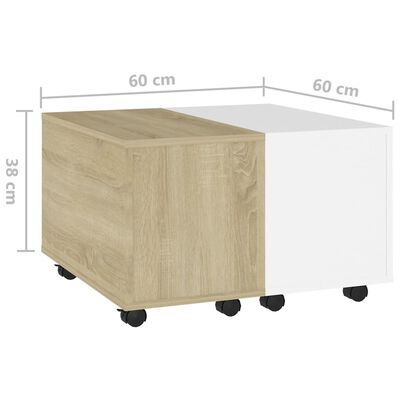 vidaXL fehér-sonoma színű forgácslap dohányzóasztal 60 x 60 x 38 cm