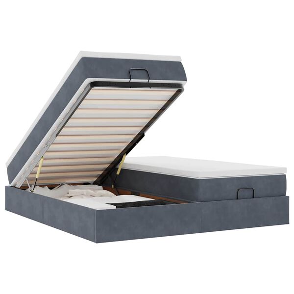 vidaXL Ottom&aacute;n &aacute;gykeret matraccal S&ouml;t&eacute;t sz&uuml;rke 200x200cm b&aacute;rsony