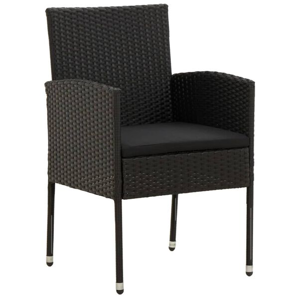 vidaXL 7 részes fekete polirattan kültéri étkezőgarnitúra