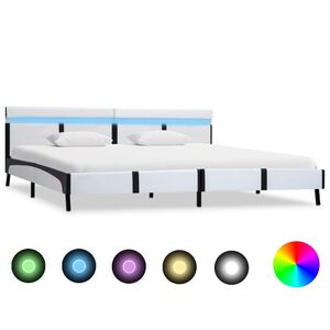 vidaXL feh&eacute;r LED-es műbőr &aacute;gykeret 180 x 200 cm