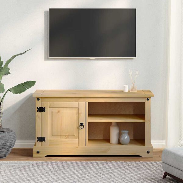 vidaXL Corona t&ouml;m&ouml;r fenyőfa TV-szekr&eacute;ny 100 x 40 x 52 cm