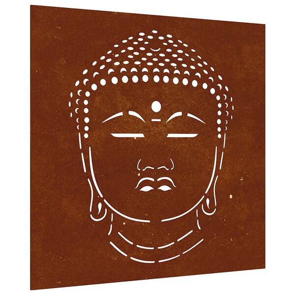 vidaXL Buddha fej mint&aacute;s corten ac&eacute;l kerti fald&iacute;sz 55 x 55 cm