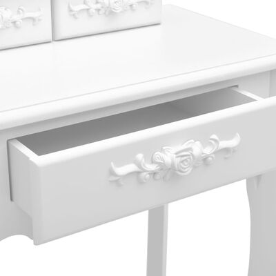 vidaXL fehér császárfa fésülködőasztal-szett ülőkével 50 x 59 x 136 cm