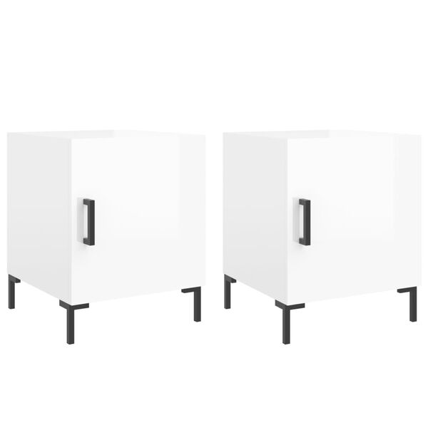 vidaXL 2 db magasfényű fehér szerelt fa éjjeliszekrény 40 x 40 x 50 cm