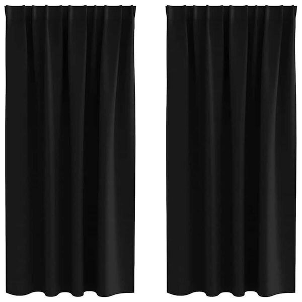 vidaXL Fekete F&uuml;gg&ouml;ny Gyűrűkkel 2 pcs Fekete 175 x 140 cm Poli&eacute;szter