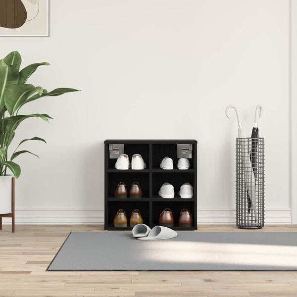 vidaXL Cipőszekrény polcokkal Fekete tölgy 52 x 30 x 50,5 cm Faanyag