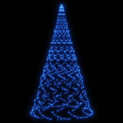 vidaXL karácsonyfa zászlórúdon 1400 kék LED-del 500 cm