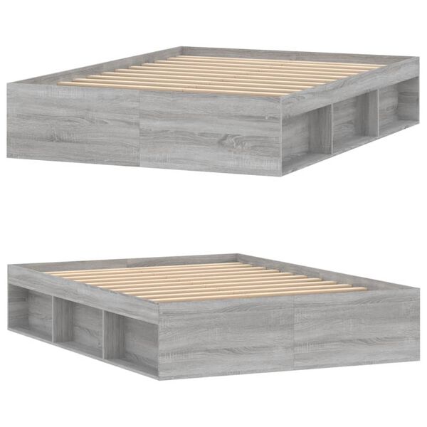 vidaXL szürke sonoma színű franciaágykeret 135 x 190 cm