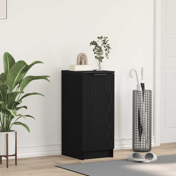 vidaXL Cipőszekr&eacute;ny polcokkal Fekete t&ouml;lgy 29,5 x 35 x 70 cm Faanyag