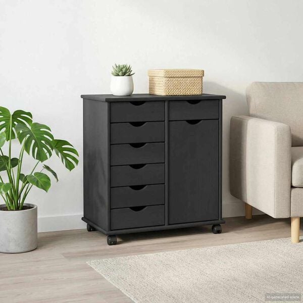 vidaXL G&ouml;rgős szekr&eacute;ny Sz&uuml;rke 63,5 x 39 x 65,5 cm T&ouml;m&ouml;r fenyőfa