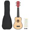 vidaXL term&eacute;szetes soprano ukulele k&eacute;szlet t&aacute;sk&aacute;val gyerekeknek 21"