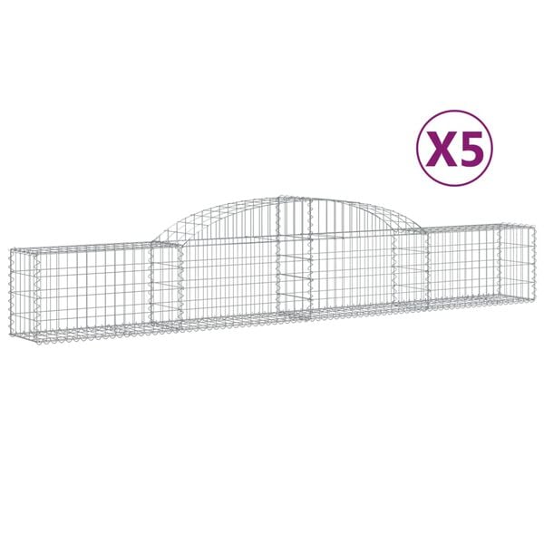 vidaXL 5 db &iacute;ves horganyzott vas gabion kos&aacute;r 300x30x40/60 cm