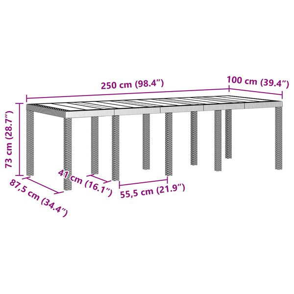 vidaXL Kert &eacute;tkező szett 9 pcs Barna Polt rattan