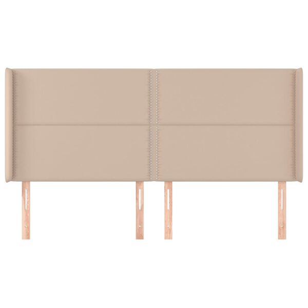 vidaXL cappuccino műbőr fejt&aacute;mla sz&aacute;rnyakkal 183x16x118/128 cm