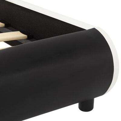 vidaXL fekete műbőr ágykeret LED csíkkal 180 x 200 cm
