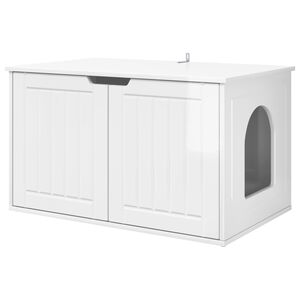 vidaXL Macska H&aacute;z F&eacute;nyes Feh&eacute;r 85 x 55 x 50,5 cm Szerelt Fa