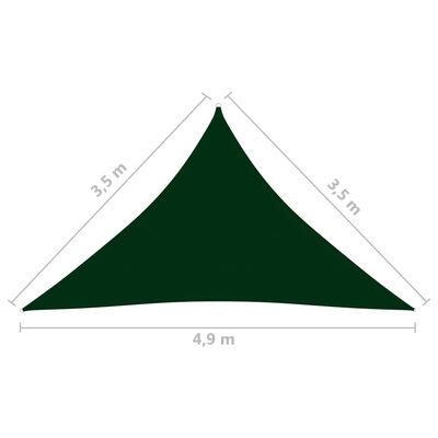 vidaXL sötétzöld háromszögű oxford-szövet napvitorla 3,5 x 3,5 x 4,9 m