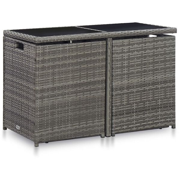 vidaXL 3 darabos sz&uuml;rke polyrattan bisztr&oacute;szett p&aacute;rn&aacute;kkal