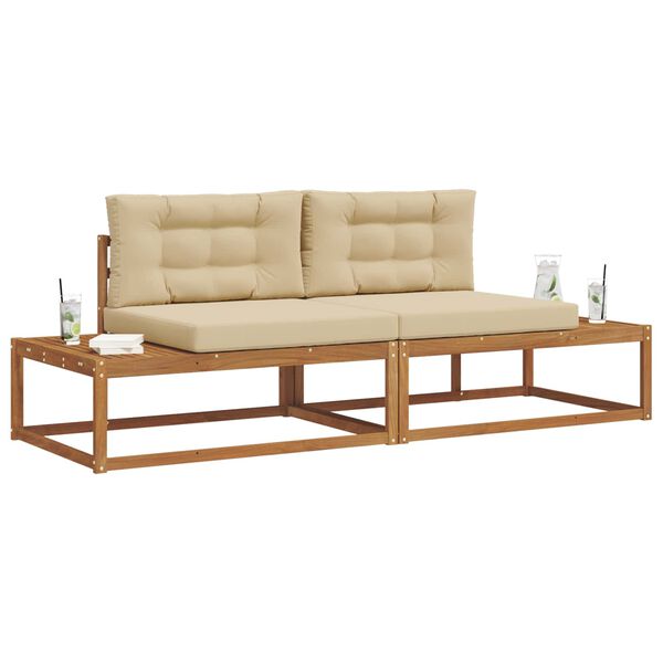 vidaXL K&uuml;lt&eacute;ri kanap&eacute; szett p&aacute;rn&aacute;val 2 Darab Term&eacute;szetes &eacute;s b&eacute;zs