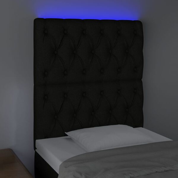 vidaXL fekete szövet LED-es fejtámla 80x7x118/128 cm