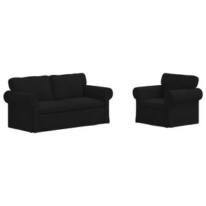 vidaXL Kanap&eacute; Szett 2 pcs Fekete 175 x 82 x 80 cm sz&ouml;vet