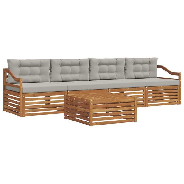 vidaXL K&uuml;lt&eacute;ri kanap&eacute; szett 5 pcs Term&eacute;szetes &eacute;s Vil&aacute;gossz&uuml;rke