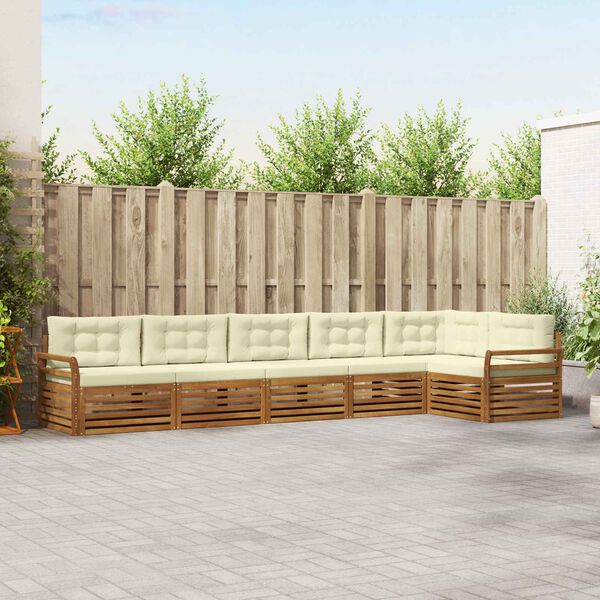 vidaXL K&uuml;lt&eacute;ri kanap&eacute; szett p&aacute;rn&aacute;val 6 pcs Term&eacute;szetes &eacute;s kr&eacute;msz&iacute;nű