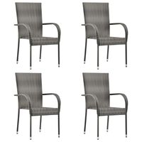 vidaXL 4 db szürke rakásolható polyrattan kültéri szék