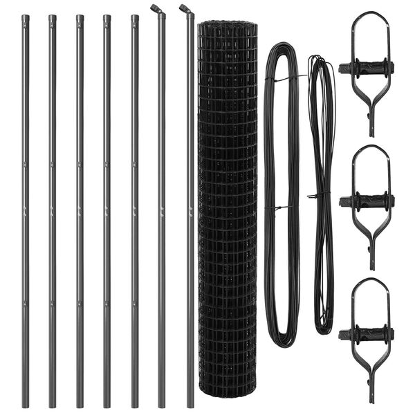 vidaXL Ker&iacute;t&eacute;s oszlopokkal Sz&uuml;rke 1,6 x 10 m Ac&eacute;l &eacute;s PVC