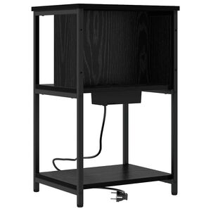 vidaXL &Eacute;jjeliszekr&eacute;ny Fekete t&ouml;lgy 38 x 31 x 61 cm Faanyag