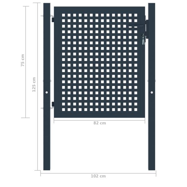 vidaXL antracit sz&iacute;nű ac&eacute;l ker&iacute;t&eacute;skapu 102 x 75 cm