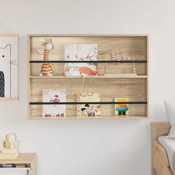 vidaXL Magazin &aacute;llv&aacute;ny polcokkal Sonoma t&ouml;lgy 100 x 12 x 70 cm Faanyag