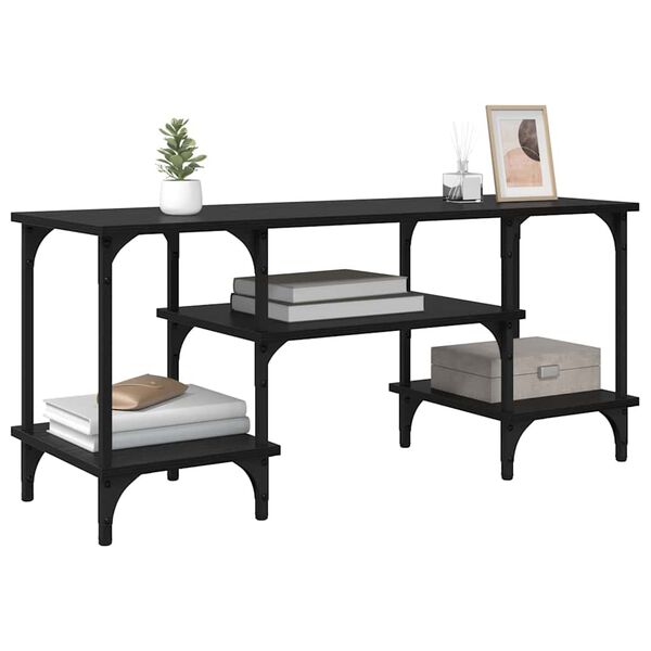 vidaXL TV szekr&eacute;ny Fekete t&ouml;lgy 102 x 35 x 45,5 cm Műszaki fa &eacute;s vas