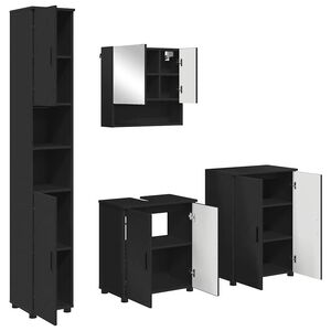 vidaXL F&uuml;rdőszoba b&uacute;tor szett 4 db Fekete 61 x 35 x 64 cm