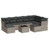 vidaXL 10 r&eacute;szes vil&aacute;gossz&uuml;rke polyrattan kerti &uuml;lőgarnit&uacute;ra p&aacute;rn&aacute;kkal