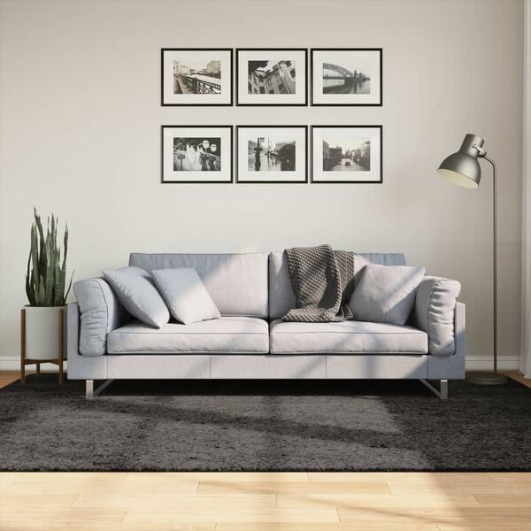 vidaXL ISTAN antracitsz&uuml;rke hossz&uacute; sz&aacute;l&uacute; f&eacute;nyes szőnyeg 160 x 230 cm
