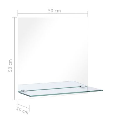 vidaXL edzett üveg falitükör polccal 50 x 50 cm