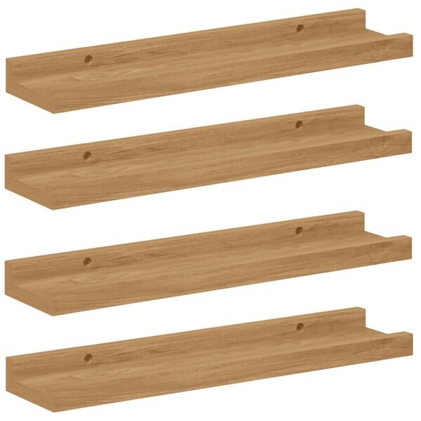 vidaXL Falpolc polcokkal t&aacute;rol&oacute;val 4 pcs Barna 40 x 9 x 3 cm Faanyag