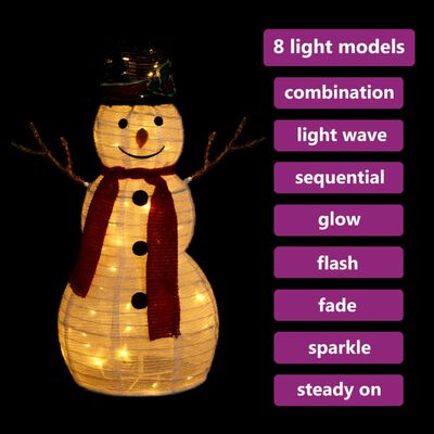 vidaXL dekoratív luxus szövet karácsonyi LED-es hóember figura 60 cm