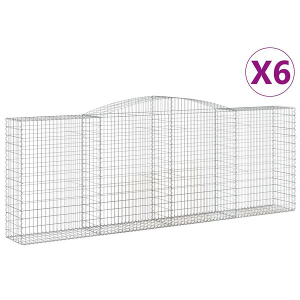 vidaXL 6 db íves horganyzott vas gabion kosár 400x50x140/160 cm