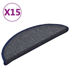 vidaXL 15 db s&ouml;t&eacute;tsz&uuml;rke &eacute;s k&eacute;k f&eacute;lk&ouml;r alak&uacute; l&eacute;pcsőszőnyeg 56 x 17 x 3 cm