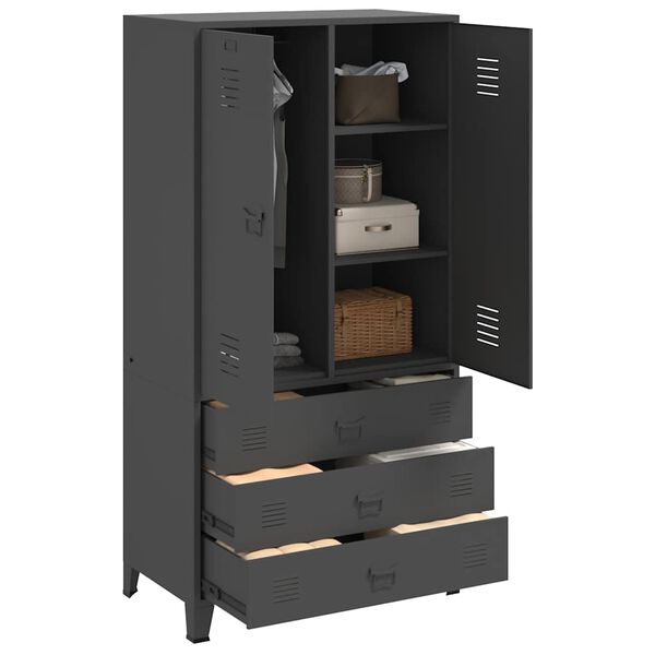 vidaXL antracitsz&uuml;rke f&eacute;m ruh&aacute;sszekr&eacute;ny 90 x 50 x 180 cm