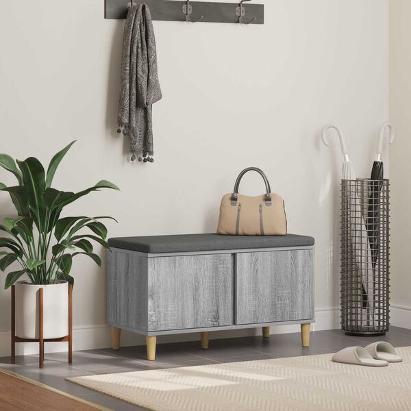 vidaXL Előt&eacute;r pad p&aacute;rn&aacute;val t&aacute;rol&oacute;val Sz&uuml;rke Sonoma 80 x 38 x 46 cm