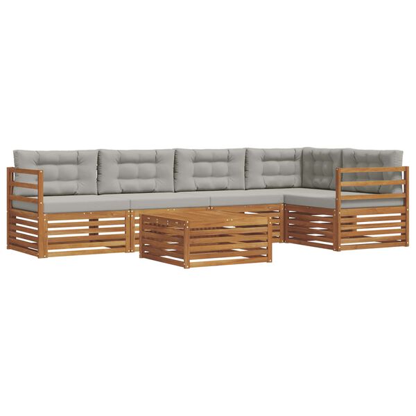 vidaXL K&uuml;lt&eacute;ri kanap&eacute; szett 6 pcs Term&eacute;szetes &eacute;s Vil&aacute;gossz&uuml;rke