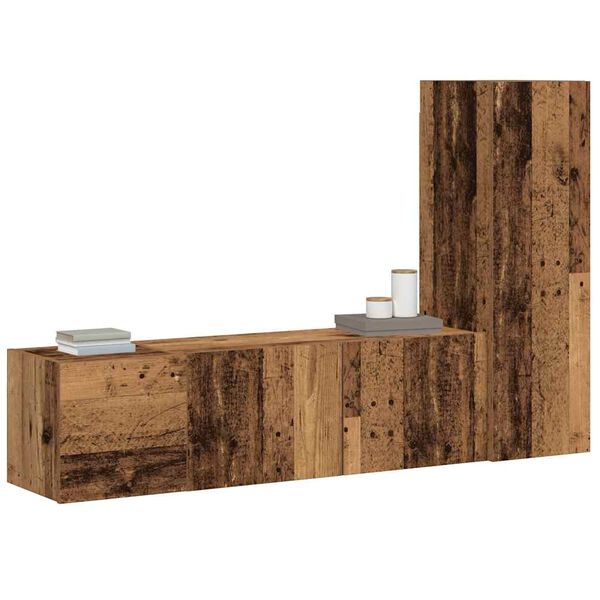 vidaXL falra szerelhető TV szekrények 3 db régi fa szerelt fa