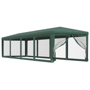 vidaXL z&ouml;ld HDPE rendezv&eacute;nys&aacute;tor 10 h&aacute;l&oacute;s oldalfallal 3x12 m